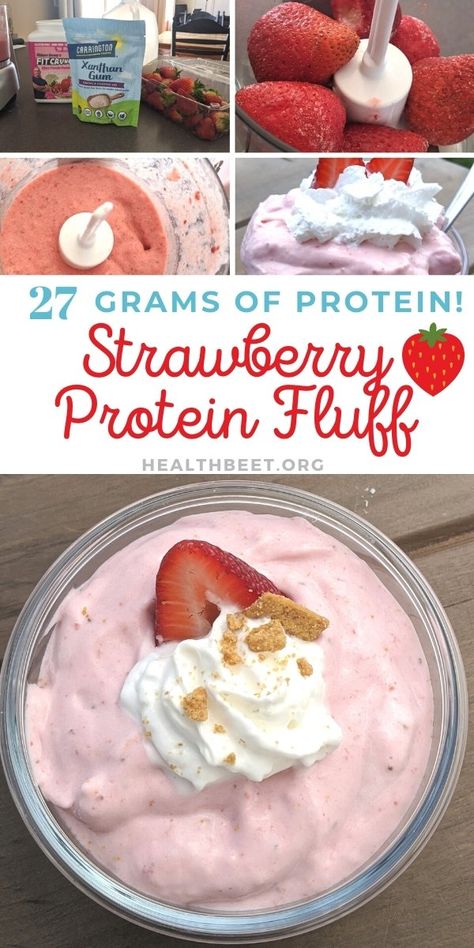 High Protein Dessert, Protein Fluff, Protein Dessert, Low Carb High Protein, Strawberry Protein, Bariatric Friendly Recipes, Protein Baking, High Protein Desserts, Fluff Recipe