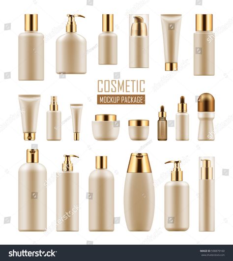 Luxury Skincare Packaging, Luxury Cosmetic Packaging, Cosmetics Mockup, Bottle Design Packaging, Cosmetic Packaging Design, Gold Cap, Skincare Packaging, Luxury Cosmetics, Gold Caps