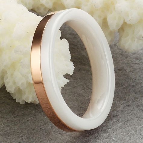 60 Unbelievable Ceramic Wedding Bands for Him & Her ... -min-order-10-White-Ceramic-Rose-Gold-Plated-font-b-Ring-b-font-Unisex-Men └▶ └▶ http://www.pouted.com/?p=32875 Metal Couture, Ceramic Rose, Ceramic Wedding, Plating Ideas, Wedding Bands For Him, Wedding Bands For Her, Acrylic Ring, Stylish Interior, Rustic Wedding Centerpieces