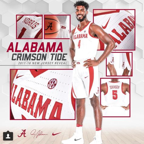 Alabama Basketball new jersey reveal!  Graphic from @alabamambb on Instagram | #Alabama #RollTide #Bama #BuiltByBama #RTR #CrimsonTide #RammerJammer #BuckleUp Alabama Basketball, Pink Warrior, Rammer Jammer, Photoshop Design Ideas, Team Mom, Reveal Ideas, Roll Tide, Graphic Design Tutorials, Basketball Teams