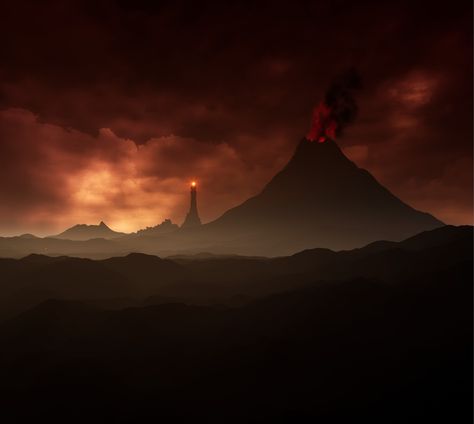 Mordor, Sauron, Lord of the Rings, Tolkien Dark Lord Of The Rings Aesthetic, Mordor Silhouette, Mordor Aesthetic, The Lord Of The Rings Aesthetic, Bronco Wrap, Sauron Aesthetic, Mordor Art, Mordor Lord Of The Rings, Lotr Mordor