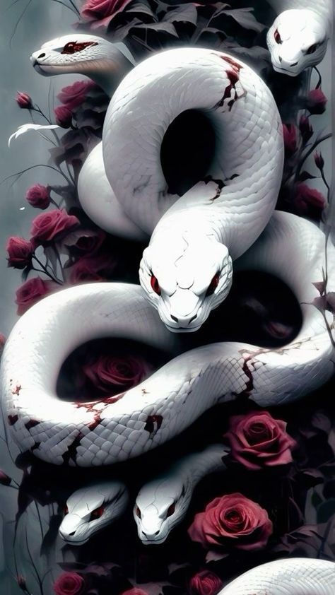 Tato Phoenix, Snake Wallpaper, Really Cool Drawings, Snake Art, Witchy Wallpaper, White Snake, Dark Phone Wallpapers, Beautiful Dark Art, Cool Wallpapers Art