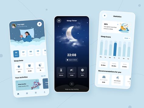 Sleep Tracking App, Sleep Character, Log In Ui, Typography Reference, Website Moodboard, Sleep App, Ux Design Course, Wellness Apps, Filters App