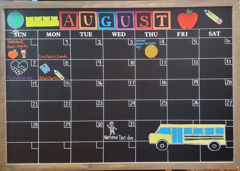 August Calendar 2023 Chalkboard, Calander Design Ideas August, August Chalkboard Art Calendar, May Calender Aesthetic Whiteboard, August Chalk Calendar Ideas, Classroom Whiteboard Calendar, Calender Decorating Ideas, May Chalkboard Art Calendar, May Calendar 2024 Aesthetic Whiteboard