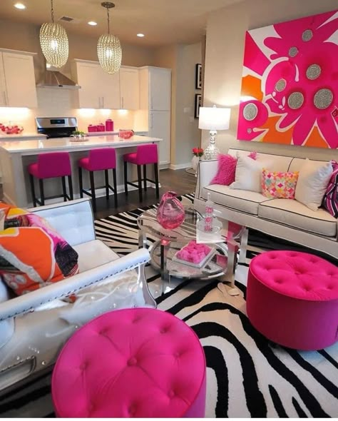 Eclectic Glam Decor Living Room, Girly House Decor Living Room, Blue Pink Room Decor, Girly Apartment Decor Living Room, Girly Living Room Ideas, Maximalist Rooms, Girl Apartment Decor, Apartment Decorating Living, Girly Apartment Decor