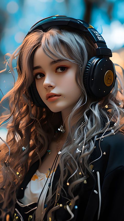 Wearing Headphones, Anime Girlies, Girl With Headphones, Anime Show, Disney Princess Fan Art, Image Swag, Portrait Cartoon, Cute Backgrounds For Phones, Art Gallery Wallpaper