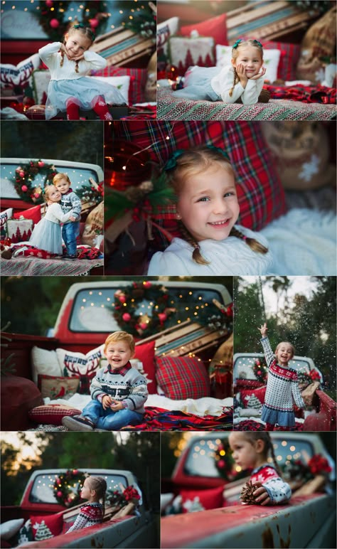 Christmas minis , old truck , vintage , red , winter , holidays Santa Red Truck Christmas Minis, Red Truck Mini Session, Family Truck Christmas Pictures, Christmas Truck Mini Sessions Poses, Christmas Photo Truck, Christmas Pickup Truck Photos, Easy Diy Christmas Pictures, Christmas Truck Family Pictures, Christmas Pictures With Old Truck