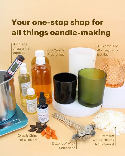 From wicks to waxes, we’ve got all the candle making supplies you can need ✨ in case you didn’t know already 😉 What’s your favorite candle supply to shop for? ✨ . . #candlemaking #candlemakingsupplies #candlemakers #generalwax #candlemaking Candle Making Shop, Homestead Lifestyle, Candles Diy, Candle Supplies, Candle Making Kit, Candle Making Supplies, Candle Maker, Large Candles, Home Scents