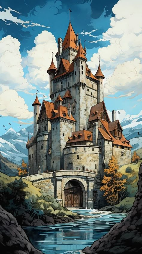 Nether Hub, Castle Concept Art, Castle Project, Castle Fortress, Small Castles, Fantasy Buildings, Sims Medieval, Fantasy Locations, Germany Castles