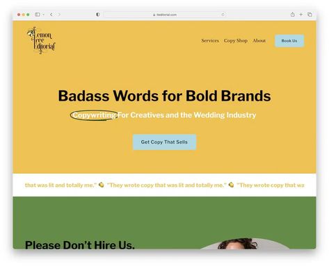 21 Best Copywriter Websites (Examples) 2023 - Colorlib Copywriting Website Design, Copywriting Website, Copywriter Website, Badass Words, Copywriting Examples, Beautiful Web Design, Totally Me, Industrial Wedding, Online Presence