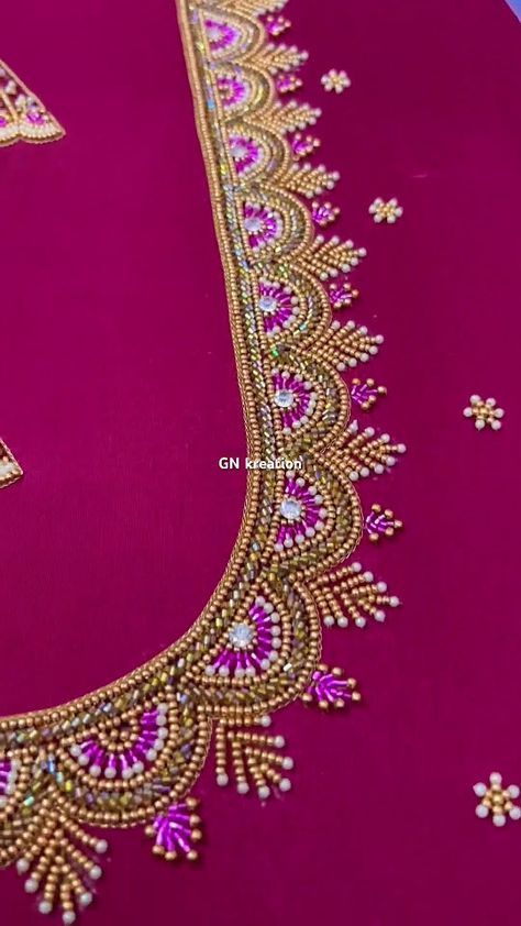 Aari Bridal Blouse Designs, Blouse Designs Aari Work, Magam Work Designs, Latest Embroidery Designs, Latest Bridal Blouse Designs, Hand Work Design, Aari Design, Birds Embroidery Designs, Simple Hand Embroidery Patterns