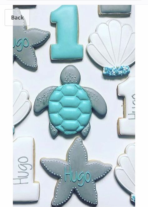 Sea Turtle Cookies Royal Icing, Turtle Cookies Decorated, Turtle Decorated Cookies, Sea Turtle Cookies, Turtle Sugar Cookies, Turtle Birthday Theme, Sea Creature Cookies Decorated, Ocean Animal Cookies Decorated, Ocean Cookies