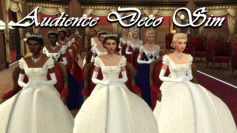 Audience Deco Sim Sims Palace, Sims Royal, Royalty Wedding, Deco Sims, Sims 4 Nails, Sims Poses, Castle Exterior, Sims 4 Decades Challenge, Cc Shopping