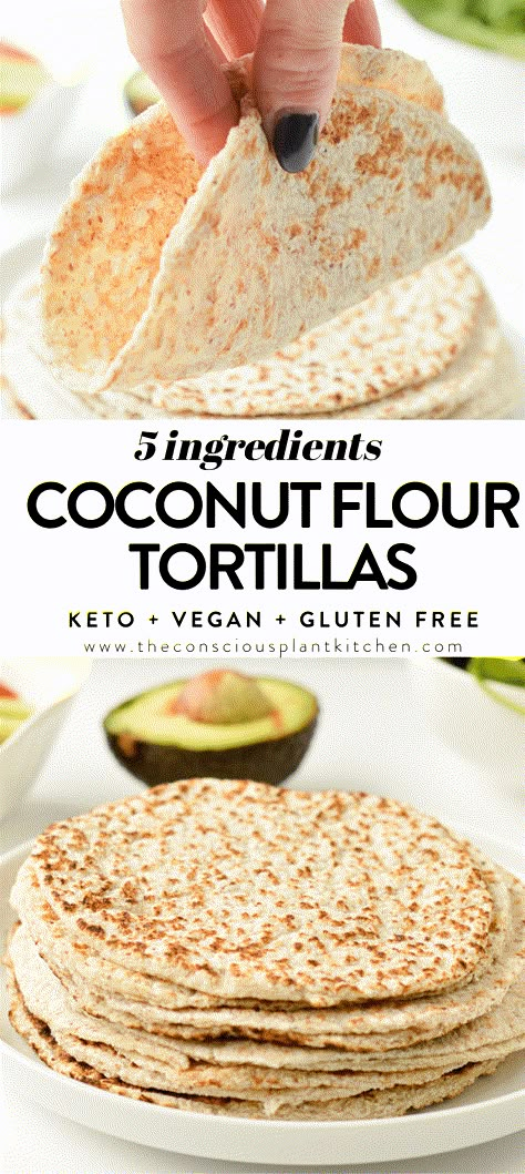 Gluten Free Tortillas Recipe, Coconut Flour Tortillas, Low Fat Low Carb, Keto Tortillas, Coconut Flour Recipes, Gluten Free Tortillas, Low Carb Low Fat Recipes, Keto Vegan, Low Carb Low Sugar