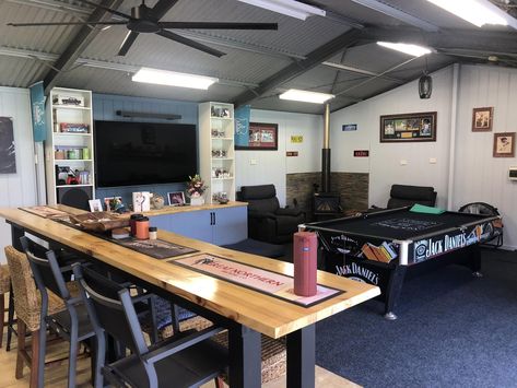 Life is good when you have a shed with pool access. Can't wait for summer! ☀️ Man Cave Sheds, Pool Table Room, Table Room, Mill Creek, Apartment House, Pool Table, New Room, Man Cave, Life Is Good