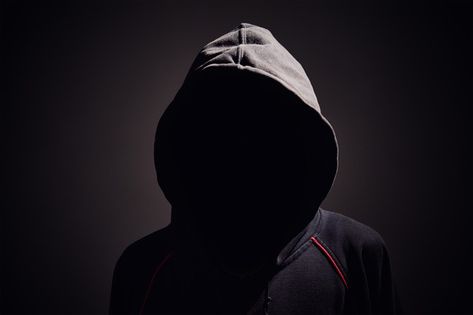 Silhouette of man without face in hood o... | Premium Photo #Freepik #photo #man #internet #night #mask Hooded Man Art, Masked Man Art, Man Without Face, Mask Man, Mask Photography, Mountains At Night, Mood Bored, Black Hd Wallpaper, Black Hd