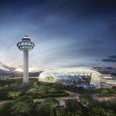 Airport Architecture, Jewel Changi Airport, Changi Airport Singapore, Moshe Safdie, Singapore Changi Airport, Changi Airport, Indoor Waterfall, Airport Design, Weird And Wonderful