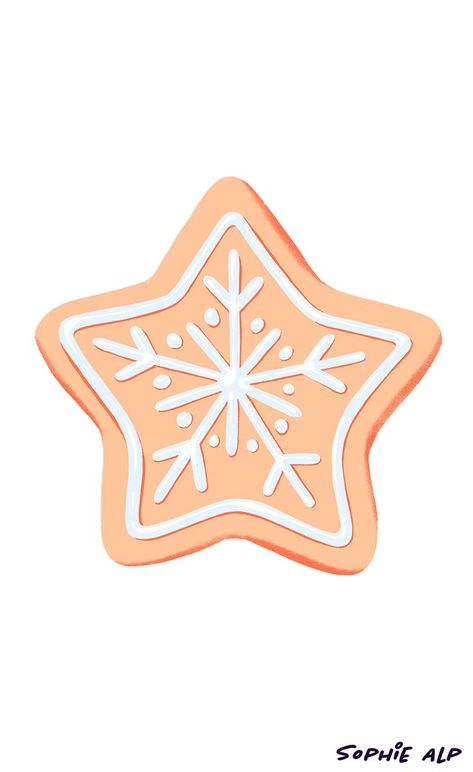 Snowflake Sugar Cookie, Cookie Illustration, Star Sugar Cookies, Cookie Drawing, Snowflake Sugar Cookies, Snowflake Sugar, Drawing Stars, Snowflake Cookies, Star Snowflake