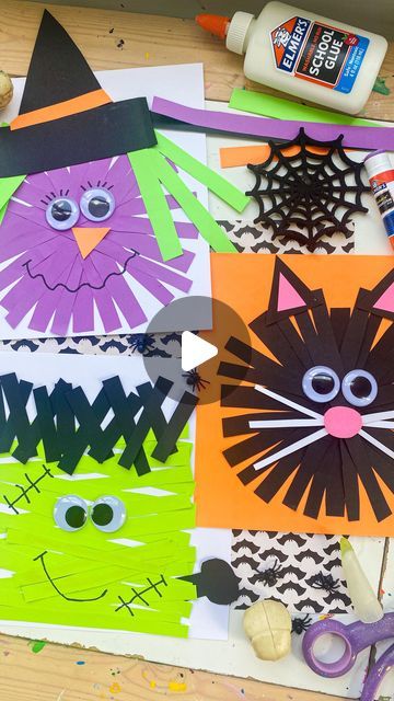 Deena Keller on Instagram: "Paper Strip Halloween Crafts🎃 follow @abcdeelearning for more Halloween craft ideas" Paper Strip Halloween Crafts, Paper Strip Crafts, Halloween Classroom Crafts, Special Needs Art, Halloween Craft Ideas, Witch Crafts, Construction Paper Crafts, Paper Halloween, Halloween Classroom