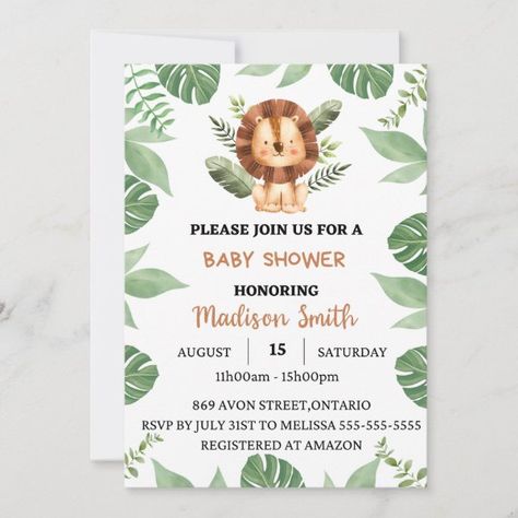 Baby shower safari boy invitation Safari Baby Shower Boy, Lion Baby Shower, Baby Shower Safari, Lion Crown, Crown Baby Shower, Gold Sash, Lion King Baby Shower, Lion King Baby, Lion Baby