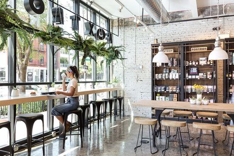 Design Anthology, Retail Experience, Foxtrot, Exposed Brick, Restaurant Interior, Cafe Design, Food Store, Hotel Restaurant, Coffee House