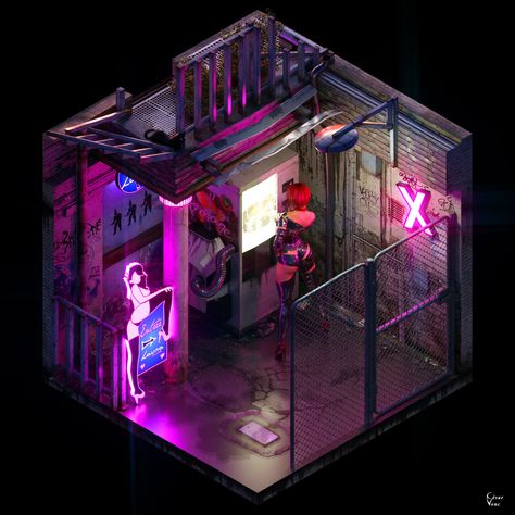 Cyberpunk Building Design, Cyberpunk Isometric, Cyberpunk Store, Cyberpunk Architecture, Cyberpunk Building, Cyberpunk Street, Cyberpunk Room, Cyberpunk Games, Video Game Room Design