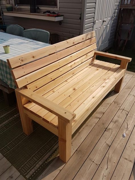 Wooden Bench Diy, 2x4 Bench, Garden Bench Plans, Wood Bench Outdoor, Diy Wood Bench, Outdoor Storage Bench, Diy Bench Outdoor, Lag Bolts, Wooden Garden Benches