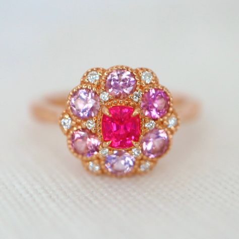 Barbie Engagement Ring, Pink Engagement, Chunky Baby, Bespoke Jewellery Design, Pink Engagement Ring, Baby Rosa, Red Spinel, Neon Red, Spinel Ring