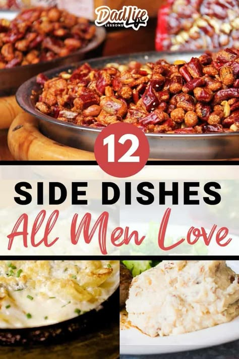 12 Side Dishes Every Man Loves #sidedish #sidedishes Sides For Hamburger Steak, Side Dish For Hamburgers, Meatloaf Sides, Brisket Side Dishes, Cheap Side Dishes, Meatloaf Side Dishes, Hamburger Side Dishes, Side Dishes For Ribs, Burger Sides