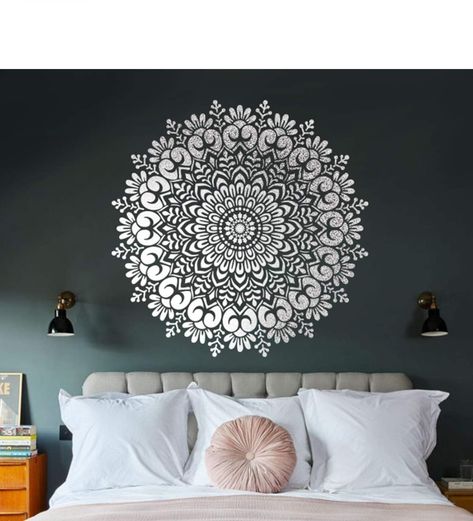 Mandala Wall Art Murals, Design Wall Painting, Wall Painting Stencils, Mandala Wall Stencil, Wall Stencil Designs, Design Stencils, Creative Wall Painting, Mandala Wall Decor, Painting Stencils