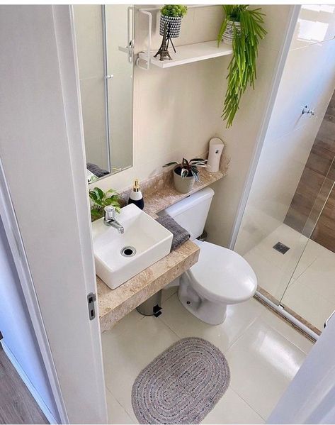 Small Space Bathroom Design, Toilet And Bathroom Design, Small Bathroom Layout, Small Bathroom With Shower, Bilik Air, Small Bathroom Interior, Small Space Bathroom, Bathroom Decor Luxury, Washroom Design