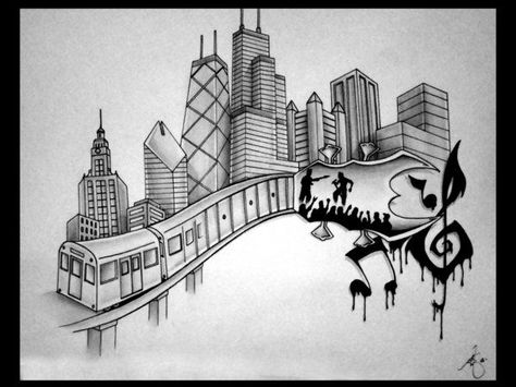 Want the Chicago skyline with the Keeper of the Plains within the skyline. Description from pinterest.com. I searched for this on bing.com/images Chicago City Tattoo, Chicago Skyline Tattoo Design, Chicago Tattoo Ideas Men, Town Tattoo Design, City Tattoo Design, Chicago Tattoo Ideas, Chicago Skyline Drawing, Chicago Skyline Tattoo, Chicago Quotes