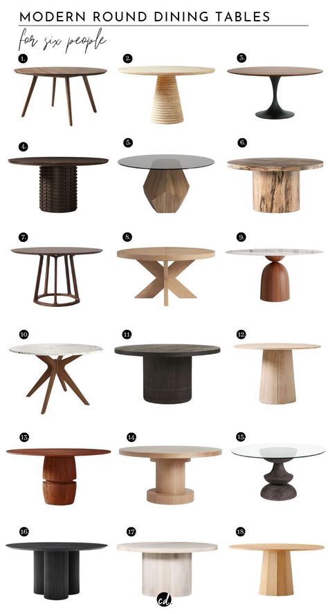 18 modern round dining tables to seat 6 people for holidays and big families.  Shop on LTK and follow chloe_dominik on LTK for interior inspiration and exclusive content. Round Dining Table Eclectic Chairs, Organic Modern Dining Table Round, Dining Round Table Design, 6 Seat Round Dining Table, Round Dining Table Decor Modern, Dinning Table Round, Round Wood Table Dining, Dining Room Round Table Ideas, Dining Room Design Modern Chic