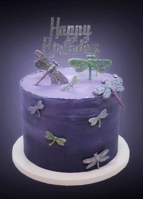 Dragonfly Cake Ideas, Dragonfly Birthday Party, Dragonfly Cake, Dragonfly Birthday, Anniversary Poems, 50 Birthday, Butterfly Cakes, Buttercream Cake, Cute Cakes