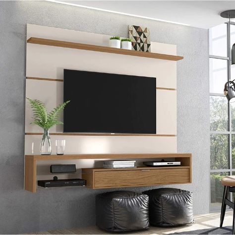 Small Tv Wall Ideas, Tv Uint, Small Tv Wall, Almari Design Bedroom, Louvers Design, Almari Design, Lcd Wall Design, Lcd Wall, Tv Wall Ideas