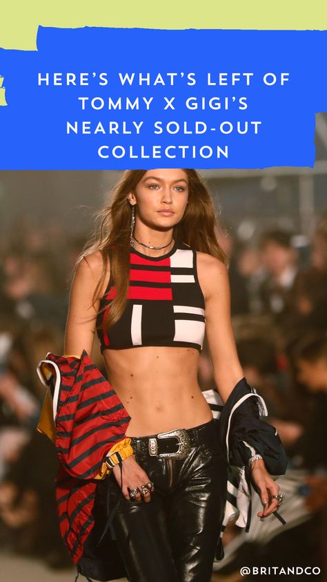 Here's what's left of Tommy x Gigi's nearly sold-out collection. Gigi Hadid Runway, Zoe Ghertner, Gigi Hadid Walk, Celebrity Abs, Gigi Hadid Outfits, Toni Garrn, Hot Wheel, Hadid Style, Model Aesthetic