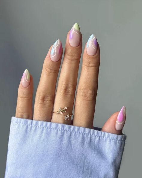 Rock Nails, Pastel Nail Art, Summer Gel Nails, Summery Nails, Rainbow Nails, Pastel Nails, Gel Nail Designs, Classy Nails, Pastel Hues