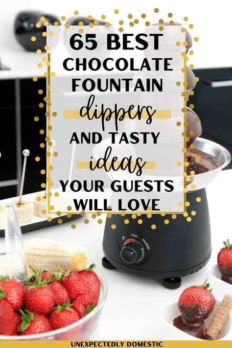 Chocolate Fountain Foods, Chocolate Fountain Dipping Ideas, What To Serve With Chocolate Fountain, Food For Chocolate Fountain, Things To Dip In Chocolate Fondue, Chocolate Fondue Bar Ideas, Dip Tables, Fondue Dessert Bar, Chocolate Fondue Platter