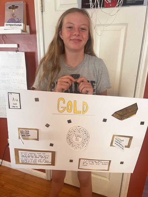 Abrianna is what we call a "Golden Child" at Next Level Homeschool. Why? Because she chose GOLD as her element for our Chemistry: The WHY Behind the WOW class! Check out her shining presentation poster! For more information about this class, go to https://nextlevelhomeschool.com/courses/chemistry-why-behind-the-wow/ Presentation Poster, Gold Element, Golden Child, The Gold, Wow Products, Next Level, Chemistry, Presentation, Gold