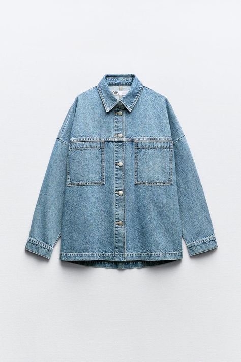 Z1975 PATCH POCKET DENIM JACKET - Mid-blue | ZARA United States Caribbean Outfits, Denim Jacket Patches, Zara Jacket, Crochet Jacket, Lapel Collar, Jeans Shorts, Linen Shirt, Jacket Tops, Shapewear