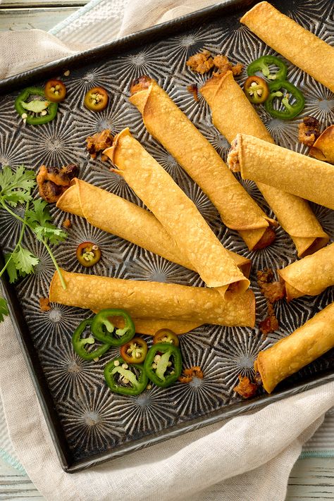 Enjoy the perfect fusion of flavor and convenience with Air Fryer Sweet Potato & Black Bean Taquitos, prepared with the exceptional quality of JENNIE-O® Ground Turkey, creamy Monterey Jack cheese, and wholesome corn tortillas. This delicious dish can be ready in under 1 hour, making it an ideal choice for a quick, satisfying meal. Sweet Potato Black Beans, Monterey Jack Cheese, Corn Tortillas, Satisfying Food, Black Beans, Air Fryer, Tasty Dishes, Sweet Potato, Main Dishes