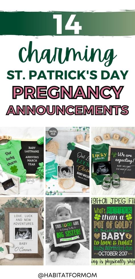 14 St. Patrick’s Day Pregnancy Announcement Ideas for Social Media – habitat for mom St Patricks Pregnancy Announcement Ideas, St Pattys Day Pregnancy Reveal, St Pattys Baby Annoucement, Saint Patrick’s Day Pregnancy Announcement, March Pregnancy Announcement, March Baby Announcement, Baby Number 2 Announcement, 3rd Pregnancy Announcement, Husband Pregnancy Reveal