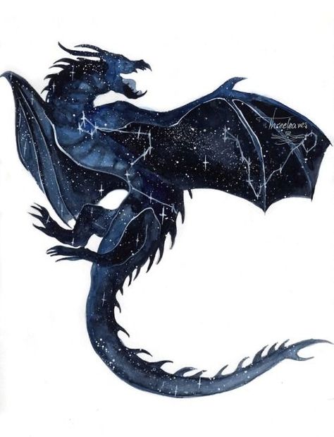 Threeleaves on Redbubble / Instagram Follow So Super Awesome on Instagram Galaxy Creature Art, Night Dragon Art, Galaxy Dragon Art, Dragon Constellation Tattoo, Navy Blue Dragon, Pseudodragon Art, Dragon Ideas Art, Galaxy Creature, Dragon Constellation