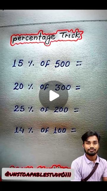 Unstoapable Study on Instagram: "Percentage Trick 🔥 Unstopable Study #unstoapablestudy0111 #mathtrick #percentage" Math Tricks, On Instagram, Instagram