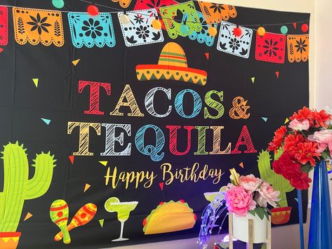 Tacos And Tequila Birthday Party, Mexican Birthday Party Decorations, Taco Birthday, 40th Birthday Themes, Mexican Birthday Parties, Holy Guacamole, Mexican Birthday, 50th Bday, Fiesta Theme Party