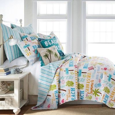 Beach Days Bedding Collection - Homthreads : Target Duvet Comforter Sets, Fun Words, Luxury Quilts, Brown And Pink, King Pillows, Queen Comforter Sets, Queen Comforter, King Quilt, Reversible Quilt