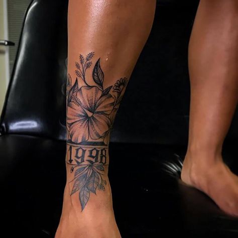 Cute Shin Tattoos For Women, Year Tattoo Number Ankle, Dominican Republic Tattoo Ideas, Tattoo Ideas Black, Calf Tattoos For Women, Polynesian Tattoos Women, 16 Tattoo, Tattoo Shoulder, Ankle Tattoos For Women