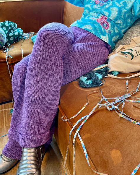 Anyone interested in #knittedpants ? 👖💜 Pattern : Glitter Queen Pants Platforms : Etsy & Hobbii #knit #knitting #crochet #crocheting #fashion #pattern #knitpattern #fashionstyle #ootd #glitter #yarn #glitteryarn #ootdfashion #handmade #party #partyoutfit #yarnaddict #yarnlove #knitknitknit #knitter Knit Pants Pattern, Glitter Yarn, Knit Inspiration, Knitted Pants, Knit Projects, Knit Wear, Knitting Machine Projects, Knit Pants, Fashion Pattern