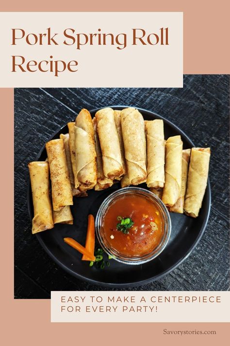 Looking for a simple yet flavorful pork recipe? Try our Pork Spring Rolls! This easy-to-follow Filipino recipe is a must-try for any cooking enthusiast. For more tasty Pinoy ulam recipes, visit savorystories.com. Pork Spring Rolls Recipe, Filipino Pork Recipes, Pork Spring Rolls, Easy Filipino Recipes, Spring Rolls Recipe, Popular Appetizers, Philippines Food, Recipes Learn, Pork Belly Recipes