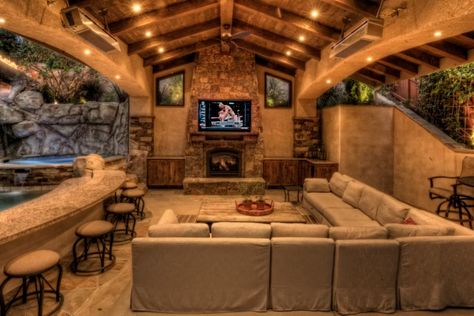 Backyard Vacation, Yard Crashers, Patio Remodel, Outdoor Cabana, Storage Inspiration, Outdoor Pavilion, Backyard Fireplace, Pool Cabana, Backyard Pavilion